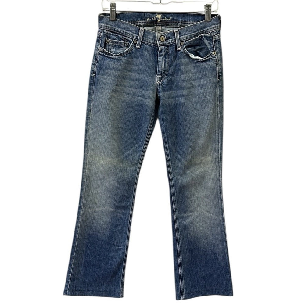 7 for all Mankind Justine Bootcut with Laced Ribbon Accent Pockets Blue Jeans 27